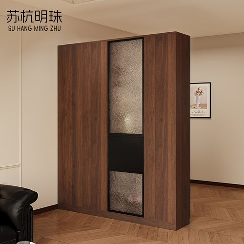 玄关柜入户正对门客厅双面屏风隔断中古风家具进门鞋柜衣帽架一体 - 图3