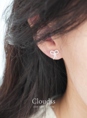 Cloudss「扭扭蝴蝶结」s925纯银耳钉小众气质耳环养耳洞耳饰