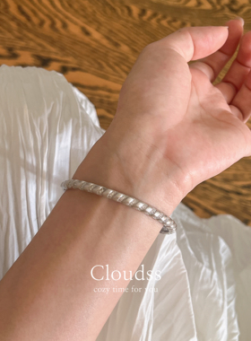 「可颂」七夕礼物重工拉丝s925纯银小众设计感高级感手镯