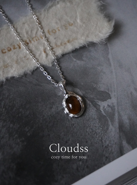 「焦糖琥珀」S925纯银项链女小众设计感秋冬项链链