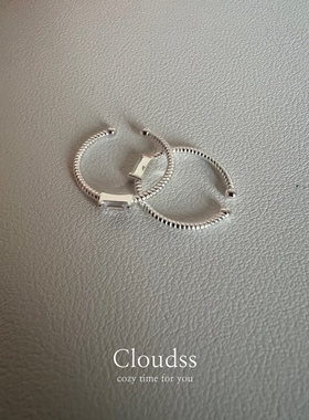 Cloudss 麻花小锆石韩版ins极细款素圈纯银戒指