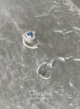 Cloudss「海洋之心」ins风通体s925银小耳垂爱心耳扣