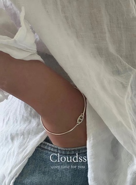 Cloudss 韩国进口ins风猪鼻子两段式s925银手镯