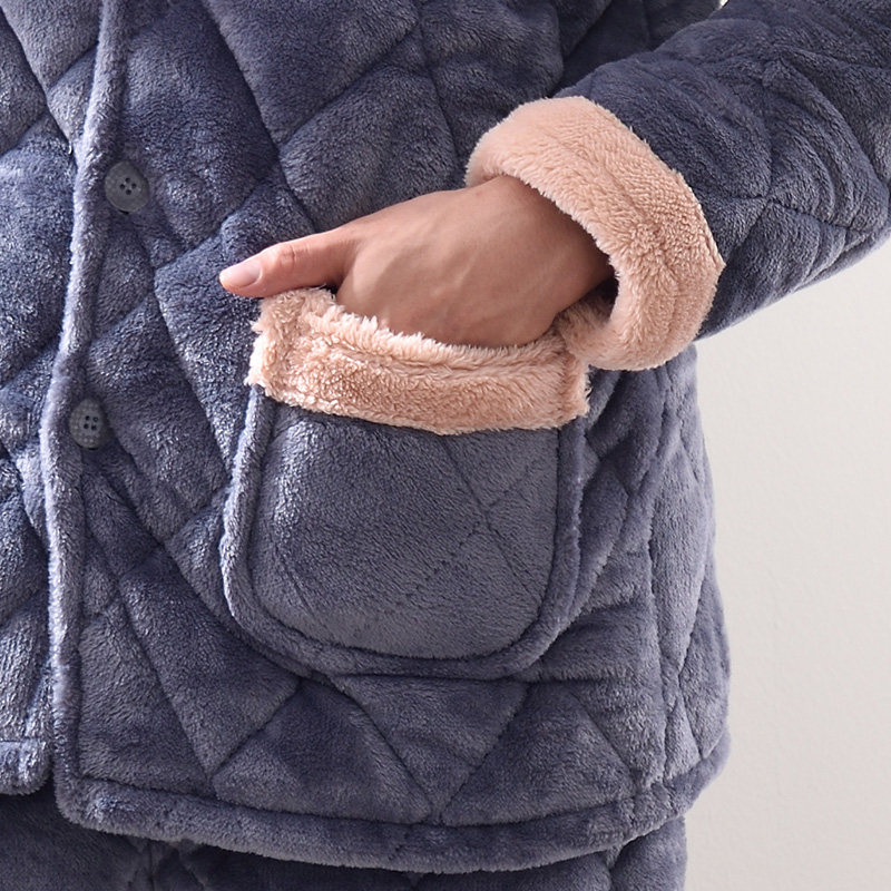 冬季加绒三层夹棉珊瑚绒男士睡衣 柏歌妃睡衣/家居服套装