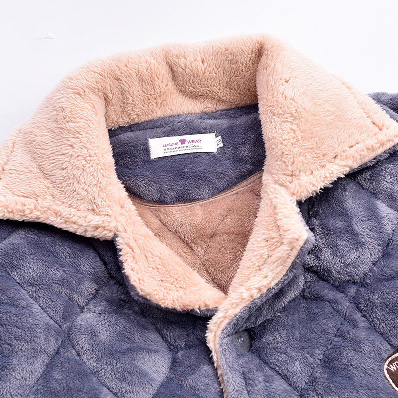 冬季加绒三层夹棉珊瑚绒男士睡衣 柏歌妃睡衣/家居服套装