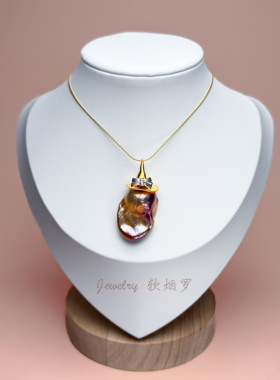 天然淡水极光紫色巴洛克珍珠吊坠