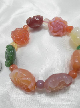 天然石手链翡翠玛瑙紫云母松紧