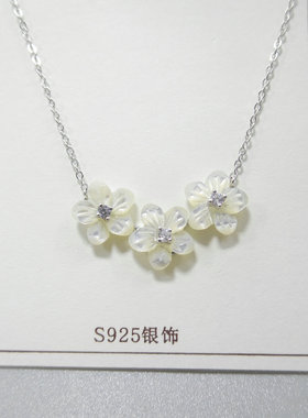 通体925银项链锆石女小动物爱心