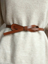 Fine belt female type genuine leather 100 lap knotted decoration leather strap Fashion black fit dress sweater waistcoat waist strap