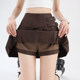 2025 new summer pleated skirt that looks taller and slimmer pu leather A sub-hip pleated skirt