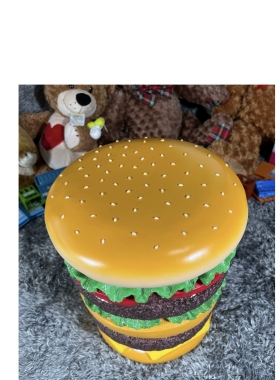 汉堡椅子换鞋凳穿鞋凳汉堡包模型装饰品摆件汉堡凳子日本原装正版