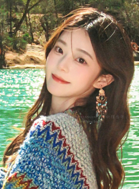 多巴胺彩色流苏耳饰耳夹海边度假