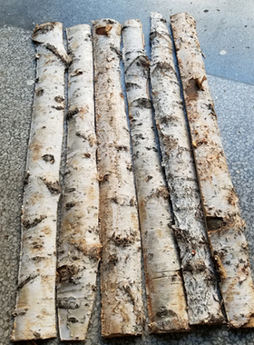 白桦树墙面吧台装饰劈开半圆木皮