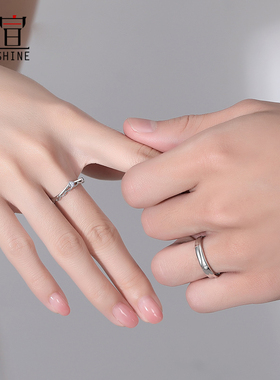 纯银情侣戒指礼物送男女友