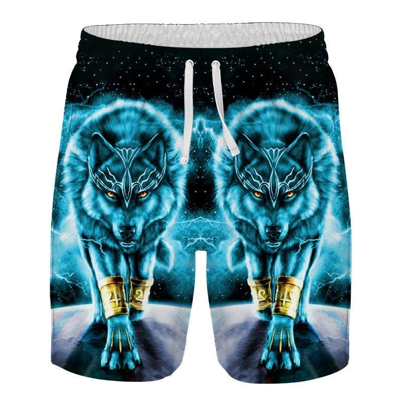 夏男士3d立体狼头宽松大码休闲短裤 meicarol服饰休闲裤