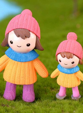 卡通人物塑料公仔盆栽摄影小摆件