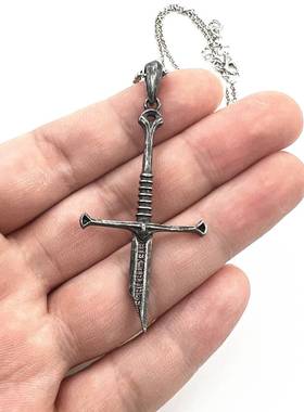 电影纳西尔圣剑项链 阿拉贡破损的断剑模型吊坠挂件首饰