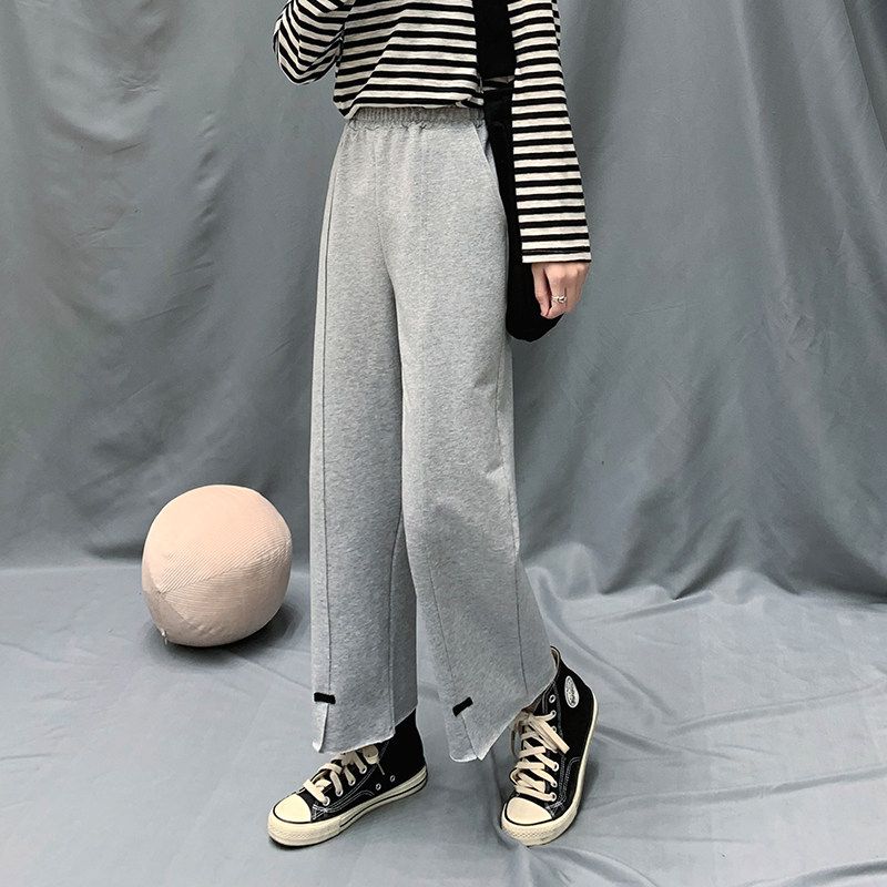 开叉阔腿裤女春装2020新款宽松裤子 伊索芙休闲裤