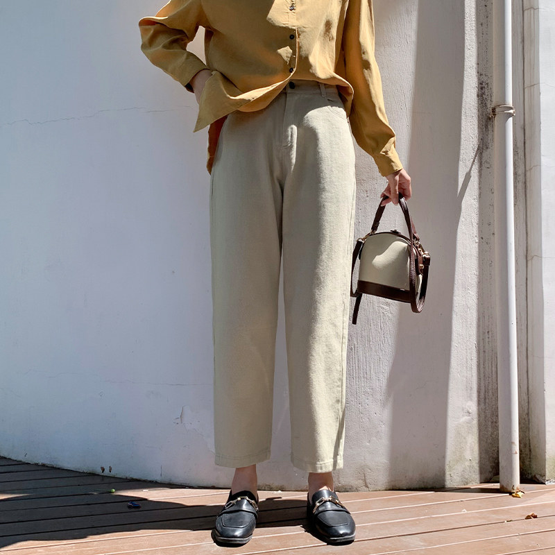 高腰直筒裤宽松直筒显瘦休闲裤子 伊索芙休闲裤