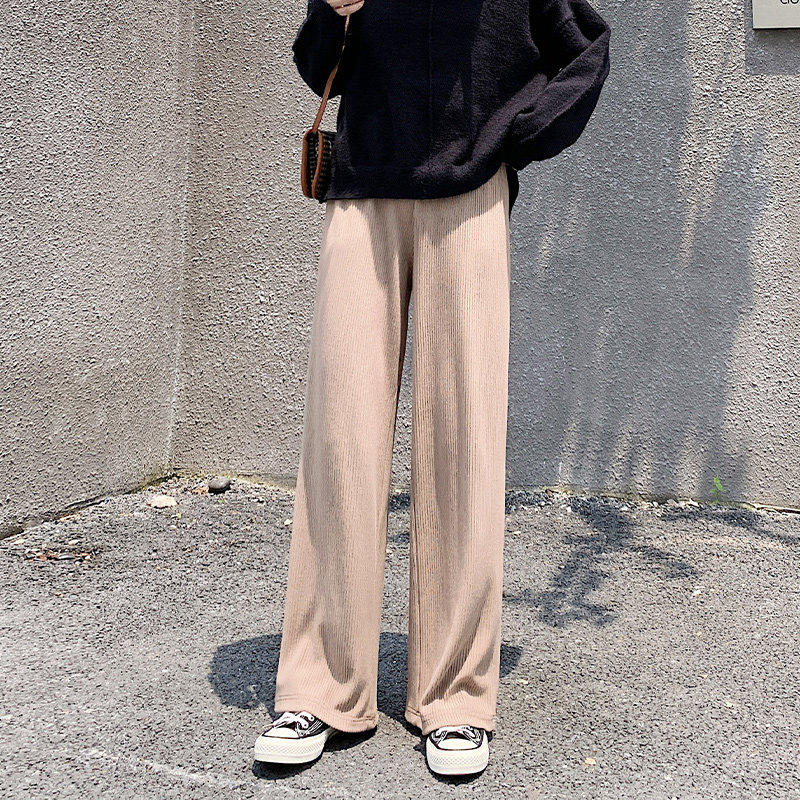 针织秋冬高腰垂感2020年新款阔腿裤 伊索芙休闲裤