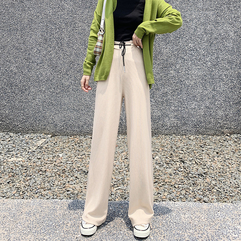 针织秋冬高腰垂感2020年新款阔腿裤 伊索芙休闲裤