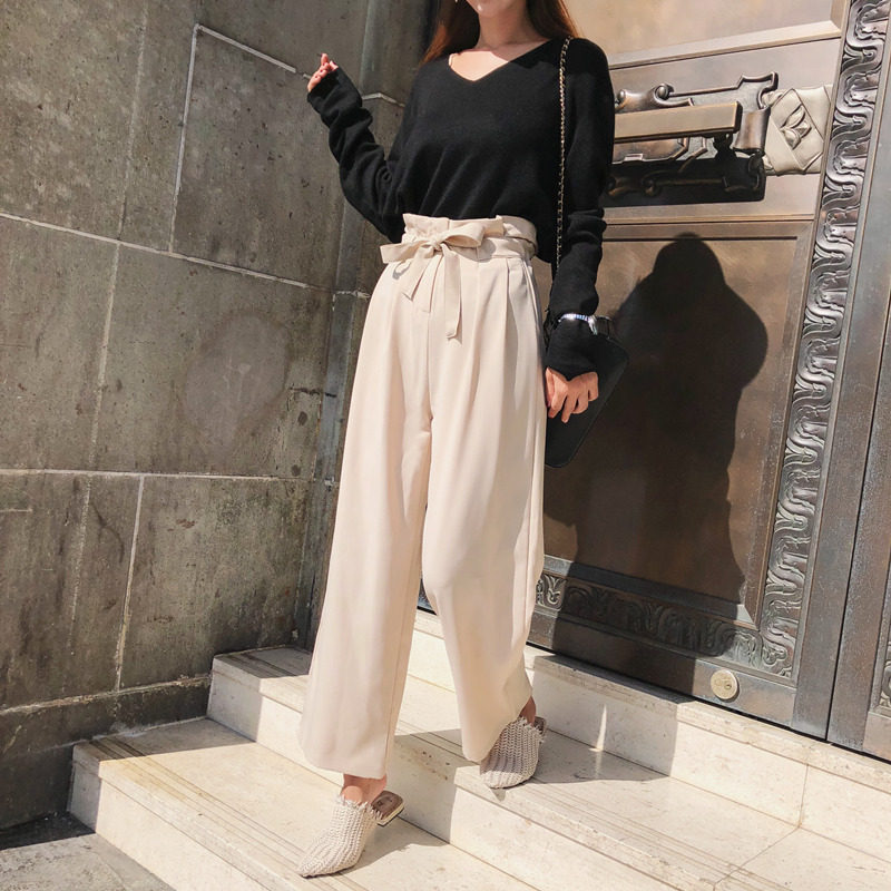 夏季2020新款垂感高腰宽松阔腿裤 伊索芙休闲裤