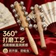 羊皮拨浪鼓铜铃铛哗啦棒老式手工非遗新生婴儿可啃咬实木质玩具