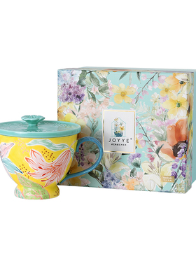 K11 JOYYE十二花语陶瓷马克杯带盖女生高颜值杯子生日伴手礼物