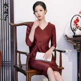 Юбка для матери, красное ципао, свадебное платье, яркий броский стиль, китайский стиль