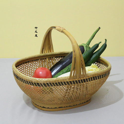 竹制品竹编工艺品家用手工竹筐竹篮竹篓小竹篮子手提篮编织篮收纳 - 图1