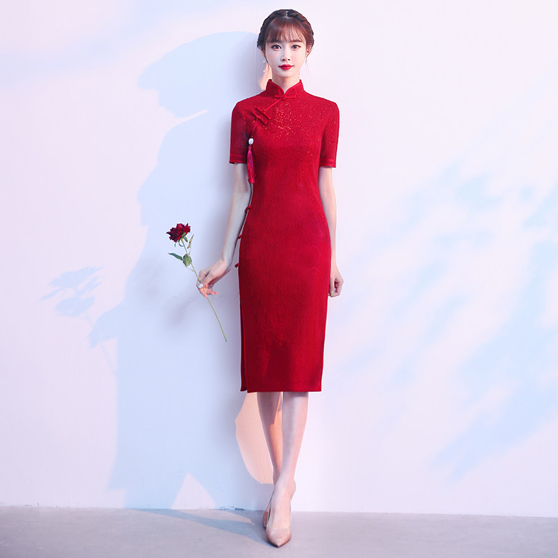 红色旗袍2020新款中国风婚宴敬酒服 香怡莎菲旗袍