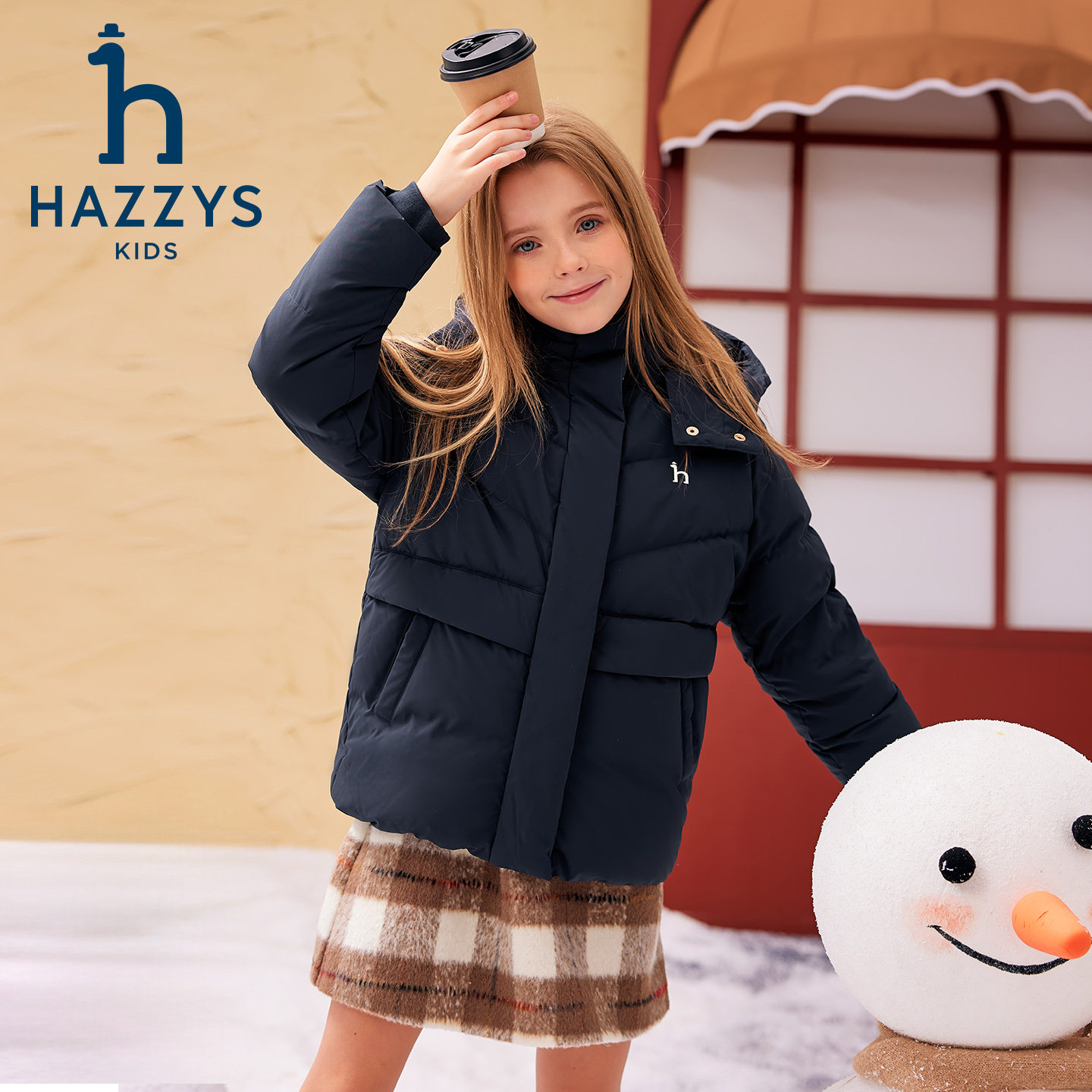 hazzys哈吉斯童装女童羽绒服25冬新安心绒三防高充绒连帽保暖外套,淘宝优惠券,粉丝福利购,淘宝优惠卷