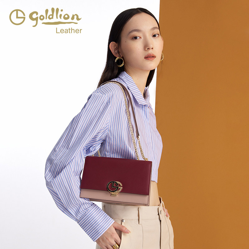 金利来女包2026新款真皮单肩包时尚百搭牛皮斜挎包简约链条小方包,淘宝优惠券,粉丝福利购,淘宝优惠卷