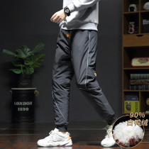 2020 Winter Light Thin Down Pants Men Outwear Warm Thickening Outdoor Cotton Pants Tide Casual Long Pants White Duck Suede Pants Man