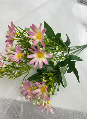 仿真花6叉玛格丽特假花跨境热销小雏菊绢花餐桌装饰花束簪花花头