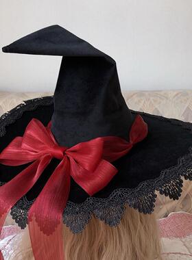 魔女洛丽塔万圣节帽黑暗女巫帽奈