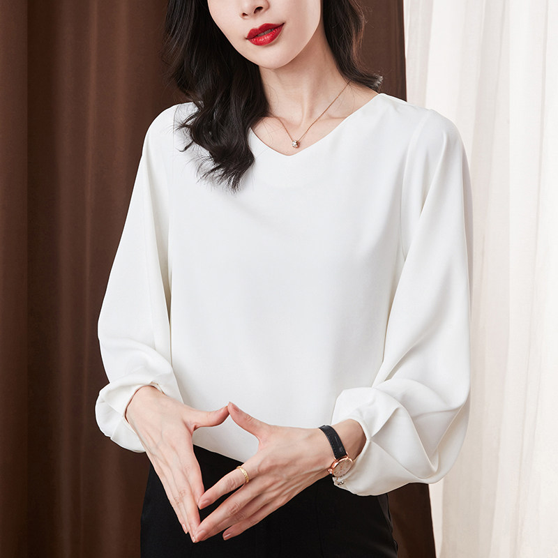 2022新款春季韩版长袖小衫雪纺衫 古朵诗蕾丝衫/雪纺衫