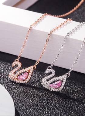 抖音纯银小红书浪漫天鹅水晶吊坠