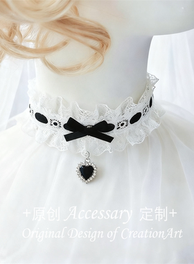 樱落自制古典洛丽塔项链lolita蝴蝶结蕾丝项圈锁骨链