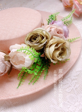 平顶帽平顶帽花朵法式礼帽