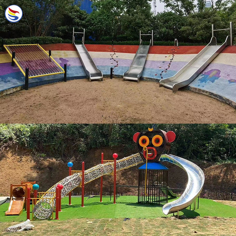 幼儿园户外大型不锈钢滑梯无动力游乐设备非标攀爬网景区项目定制_虎窝淘