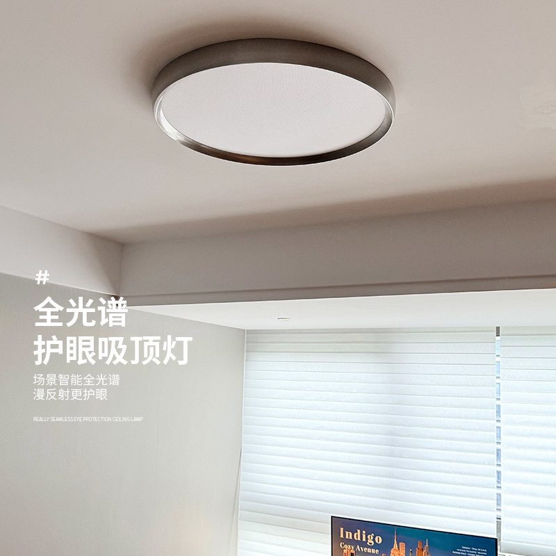 爱多辉不锈钢色护眼吸顶灯包豪斯意式现代简约书房儿童卧室灯7052,淘宝优惠券,粉丝福利购,淘宝优惠卷