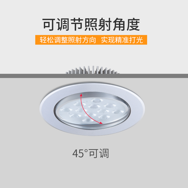 嵌入式射灯12w18w24w商用天花灯眼镜店铺黄金珠宝灯led专用灯聚光 - 图3