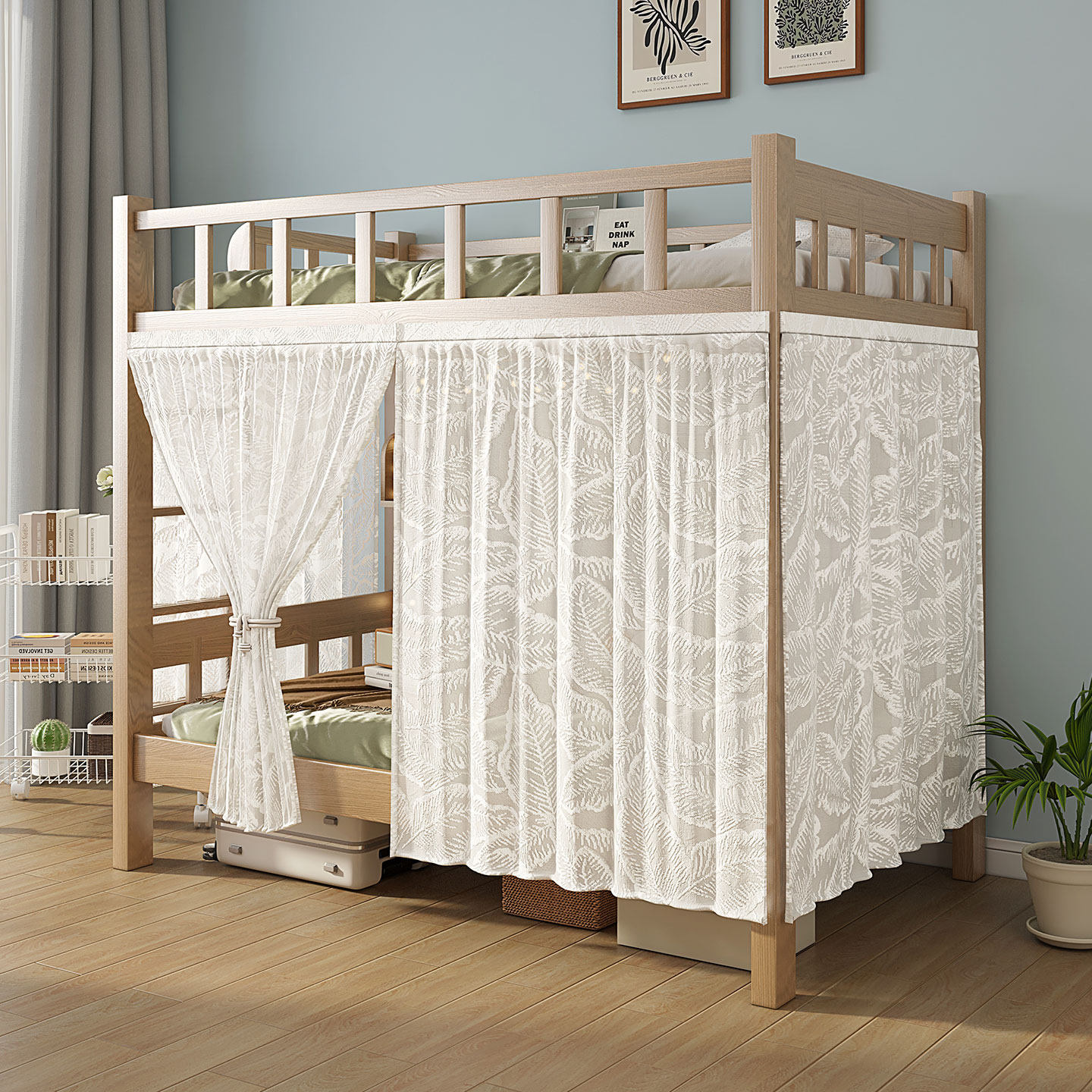 宿舍上下铺床帘防蚊遮挡纱帘免打孔魔术贴高低床防尘装饰遮丑帘子,淘宝优惠券,粉丝福利购,淘宝优惠卷