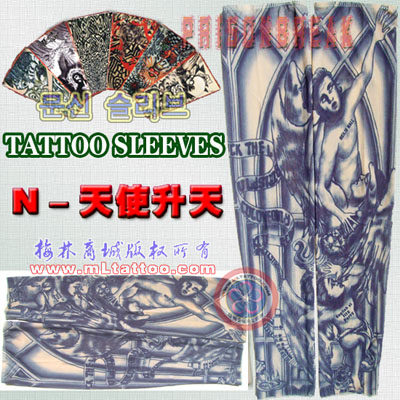 高品质越狱纹身袖套 迈克尔米帅tattoo防晒天使魔鬼骑行臂套特卖 - 图2