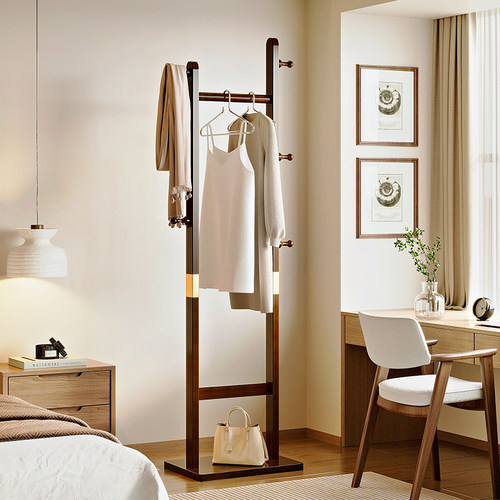 实木挂衣架落地卧室家用衣帽架立式多功能房间不占空间衣服挂架子 - 图2