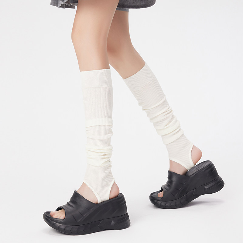 纯色踩脚袜套女春夏薄款及膝长筒简约慵懒风y2k亚文化小腿堆堆袜,淘宝优惠券,粉丝福利购,淘宝优惠卷