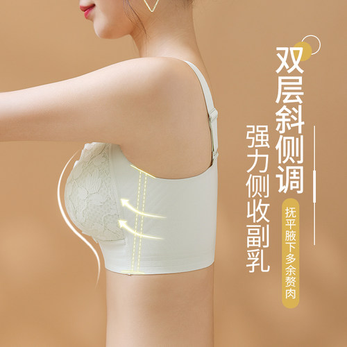 内衣女大胸显小收副乳防下垂全罩杯薄款聚拢显瘦文胸性感蕾丝胸罩 - 图2