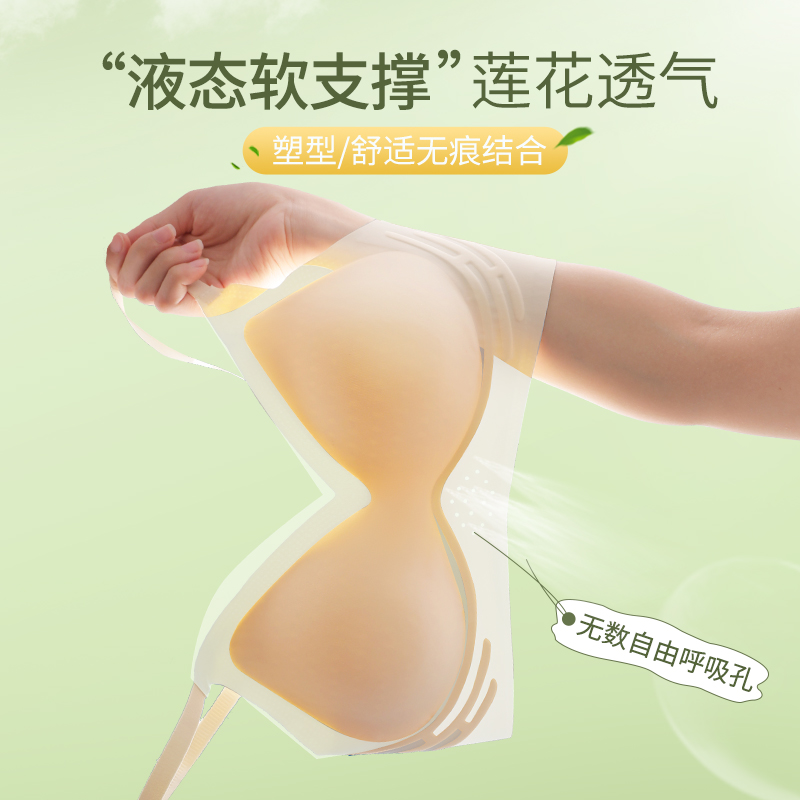 乳胶无痕内衣女小胸聚拢收副乳防下垂夏季薄款透气运动防震文胸罩-图0