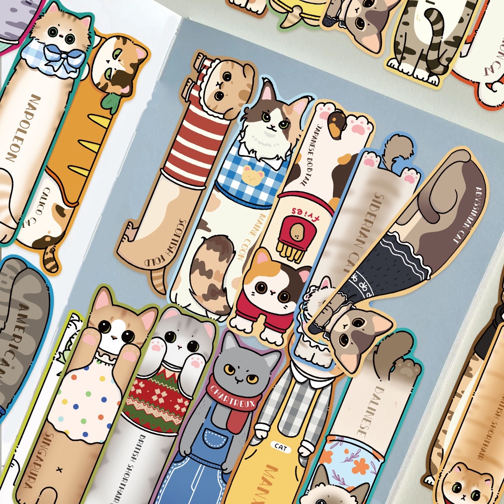 书签30张猫猫卡通动漫阅读装饰书籍标注手帐可爱学生笔记本奖礼物 - 图3